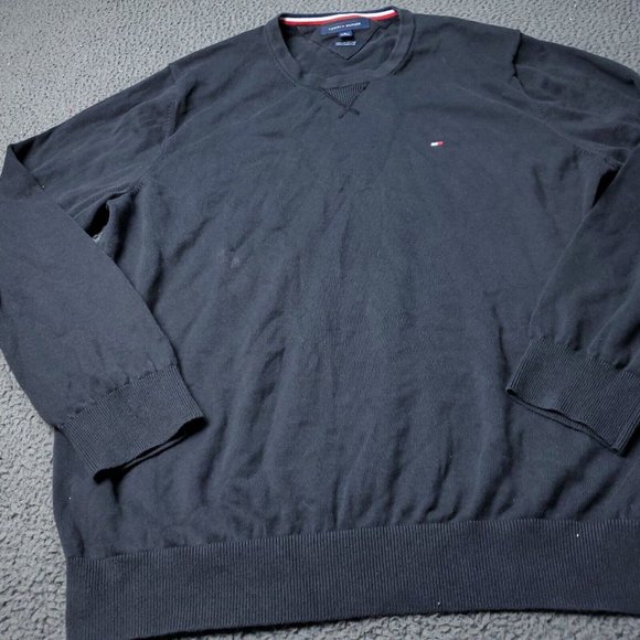 Tommy Hilfiger Cotton Sweater Pullover Mens Size XL Black - Picture 5 of 6